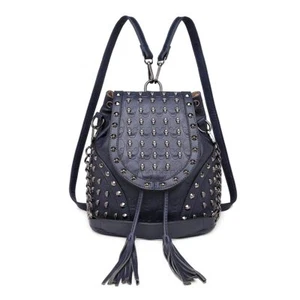 Mode Rucksack Handtaschen für Frauen Schultergurt mit Kette Kunstleder Studde... - Bild 1 von 8