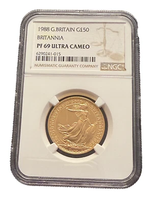 Great Britain 1988 Gold 1/2 oz 50 Pounds NGC PF69UC Britannia - Image 1 of 2