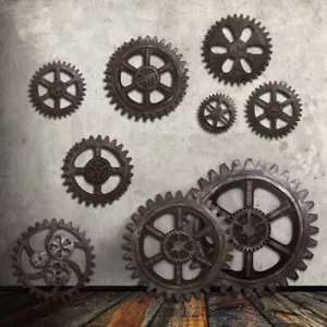 Engranaje de rueda de madera vintage diseño retro adornos Steampunk bar pub decoración de pared - Imagen 1 de 31