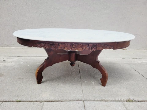 Kimball Furniture Victorian Oval Marble Top Coffee Table Stand 63491 Cover