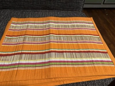 Set Of 4 Bamboo Placemats Orange Pink Green Yellow And White - Image 1 of 4