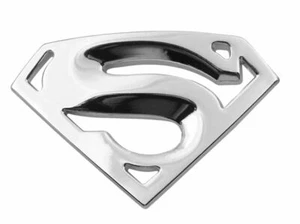 3D Quality Metal Superman Auto logo Emblem Chrome Car Motorcycle Badge -SILVER - Picture 1 of 3