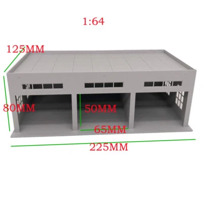 1:64 Kits S Scale Miniatures 3-stall Large Garage Locomotive For Trucks /cars US - Image 1 of 4