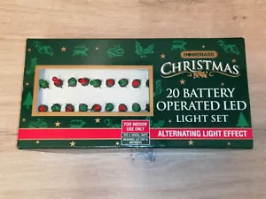 HOMEBASE CHRISTMAS 20 BATTERY OPERATED ALTERNATE LED LIGHT SET VINTAGE RED GREEN - Picture 1 of 8