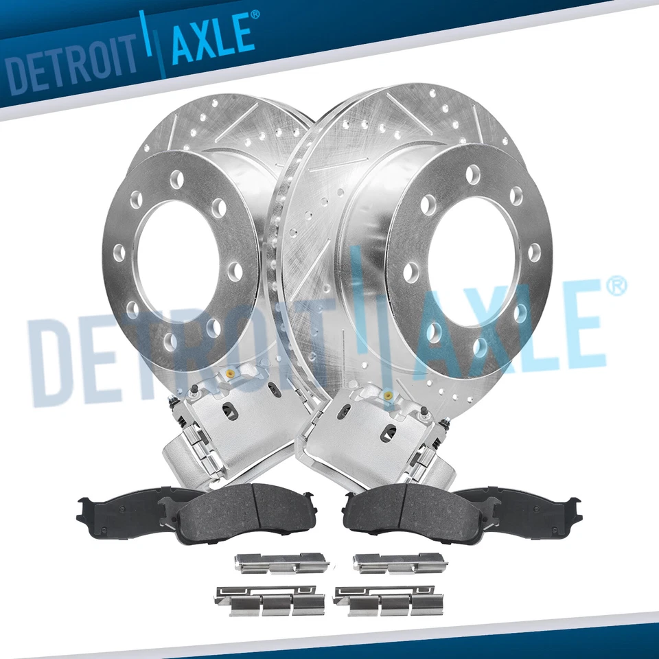 Front Drilled Rotors & Calipers Ceramic Brake Pads for Dodge Ram 1500 2500 3500 - Image 1 of 4