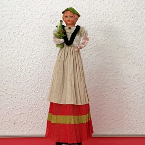 alte Krepp Figur Pappmache Chenille Weihnachten Christbaum Kunstblume Sebnitz - Bild 1 von 9