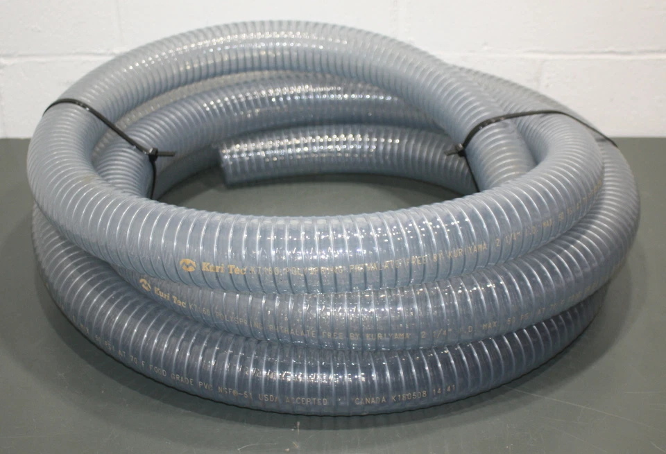Kuri Tec Polyspring Suction & Transfer Hose K7160, 2-1/4" x 25ft, Food Grade PVC - Image 1 of 4