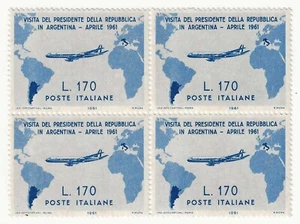 1961 Repubblica italiana - Quartina 170 l. blu Visita presidente Gronchi MNH** - Picture 1 of 1