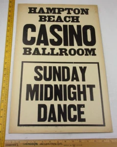 Hampton Beach Casino Ballsaal Midnight Dance Fenster Poster 14x22" 1960er ORIGINAL - Bild 1 von 2