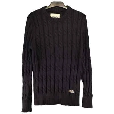 Superdry Orange Label Womens Pullover Jumper Size L Blue Cable-Knit Crew Neck - Image 1 of 4