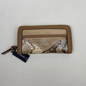 New Next Purse Wallet Clutch Brown Faux Leather Zip Around Coin Pouch Reptile - Picture 1 of 7