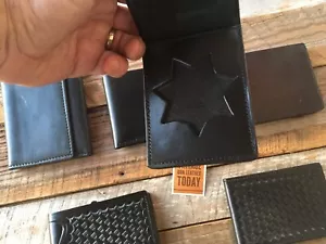 Vintage Tex Shoemaker Leather 7 Point Star CHP Police Sheriff Style Badge Wallet - Picture 1 of 23