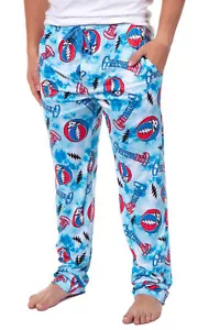 Grateful Dead Men's Steal Your Face Blue Tie Dye Adult Lounge Pajama Pants - Picture 1 of 3