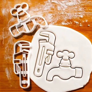 Set of 2 Plumber Wrench & Faucet Water Tap Cookie Cutters -plumbing tradesperson - Picture 1 of 6