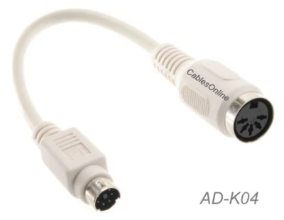 Din-5 Female to Mini-Din 6-Pin Male AT to PS/2 Keyboard Adapter w/6-inch Cable - Image 1 of 4