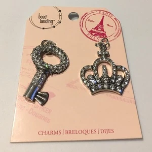 Bead Landing Charms Key Princess Crown Nickel Free - Picture 1 of 2