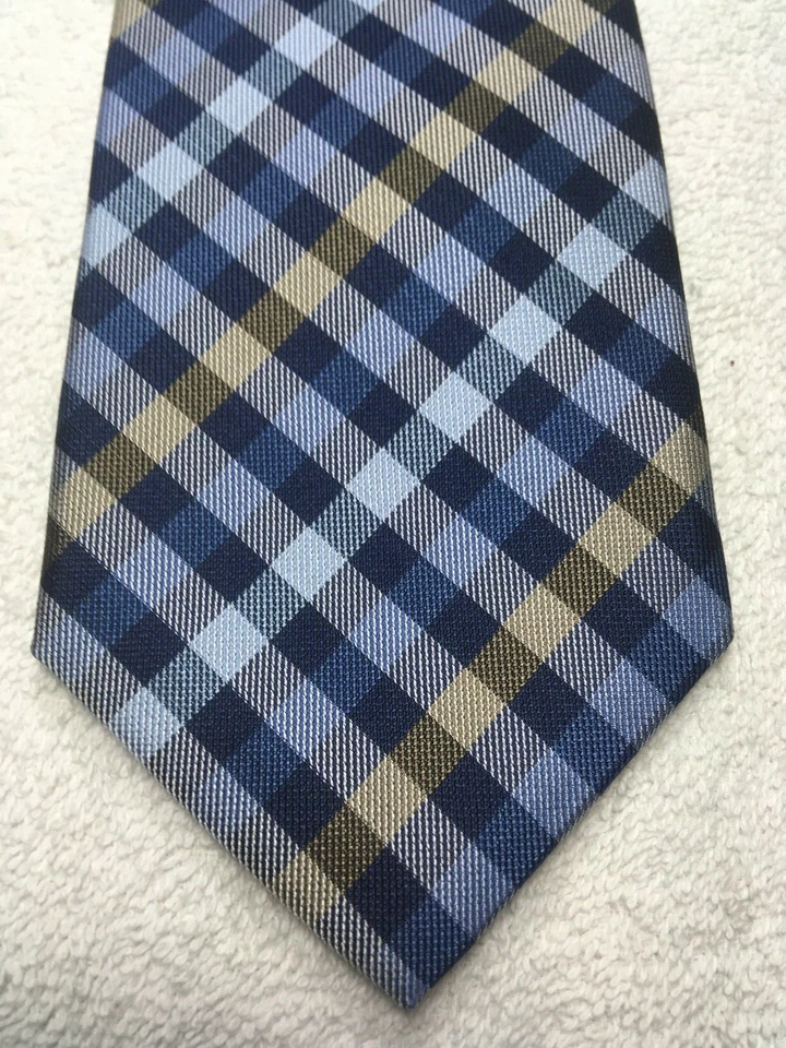 CORBATA HOMBRE COVINGTON AZUL BEIGE PATRÓN A CUADROS 3,25 X 60 Foto 1 de 4