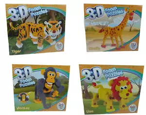 3D WILD ANIMAL FOAM PUZZLE JIGSAW KIDS CHILDRENS TOY CRAFT SOFT PLAY NEW UK - Picture 1 of 11