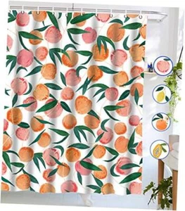 Peach Shower Curtains, Allover Fruits Shower Curtain Cute Bright Colorful - Picture 1 of 8