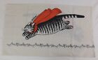 Vintage B. KLIBAN Flying Super Cat Cotton PILLOW CASE White/Red/Black RARE