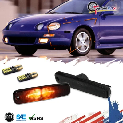 For 1994-1999 Toyota Celica Smoked LED Front Side Marker Turn Signal Lights Lamp - Image 1 of 4