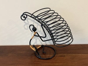 Vintage Funky Metal Rattan CD DVD Black Wire Rack Holder Retro Figure Twisted - Picture 1 of 4