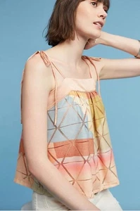 Anthropologie Akemi + Kin geometrisches Blusentop Größe XL mehrfarbig neu 68 $ Etikett - Bild 1 von 10