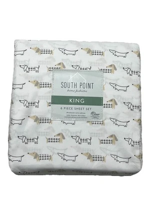 Juego de sábanas de microfibra South Point Home Fashions 6 piezas Dachshund, King Foto 1 de 4