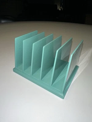 Vintage MCM Rogers Mail Letter Holder Stand Rack Minimalist Jade Organizer - Image 1 of 4