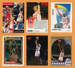 Lote de 6 tarjetas de baloncesto Michael Jordan cubierta superior/SkyBox/Aros/Topps casi nuevo-como nuevo - Imagen 1 de 1