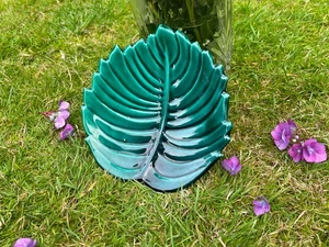 Leaf Dish Vallauris Teal Ceramic Majolica Marius Giuge Ceramic Centrepiece - Picture 1 of 11