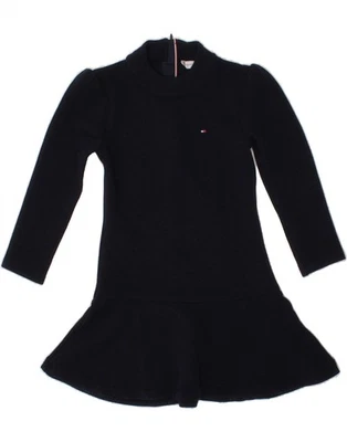 TOMMY HILFIGER Girls Long Sleeve A-Line Dress 3-4 Years Navy Blue DS80 - Image 1 of 3