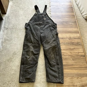 Carhartt Latzhose Herren 44x32 Stepp gefüttert isoliert schwarz Double Knee Zip Bein - Bild 1 von 7