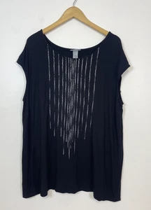 Camisa Catherines Sin Mangas Lentejuelas Negra Talla 1X Nueva Con Etiquetas - Imagen 1 de 9