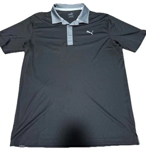 PUMA Mens Gamer UV Resistant Short Sleeve Golf Polo - Medium BLACK w Gray Collar - Picture 1 of 12