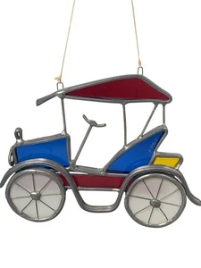 Stained Glass Model T / Car / Truck Sun Catcher Vintage HOMEMADE 4" - Imagen 1 de 12