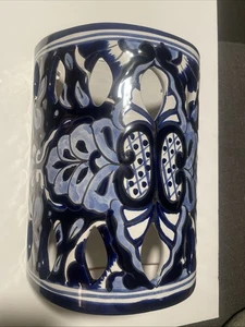 Mexican Handmade Pottery Talavera Wall Lighting Blue Sconce Lamp - Picture 1 of 18