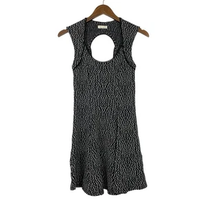 Silence + Noise Small Black & White Textured Keyhole Fit & Flare Mini Dress - Picture 1 of 8