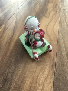 Enesco Frosty the Snowman Baby Snowman Sleigh Riding Figurine 1995 G G Santiago - Picture 1 of 8