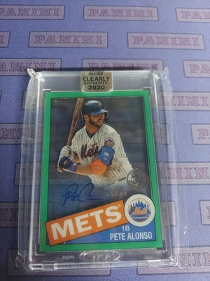 2020 Topps Clearly Authentic Pete Alonso SSP 1985 Green Autograph 43/99 METS!! - Image 1 of 2