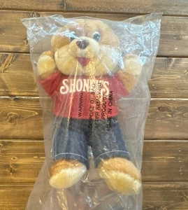 1986 Vintage Shoneys Bär Plüsch 11 Zoll rotes Hemd Denim Hose - Bild 1 von 2