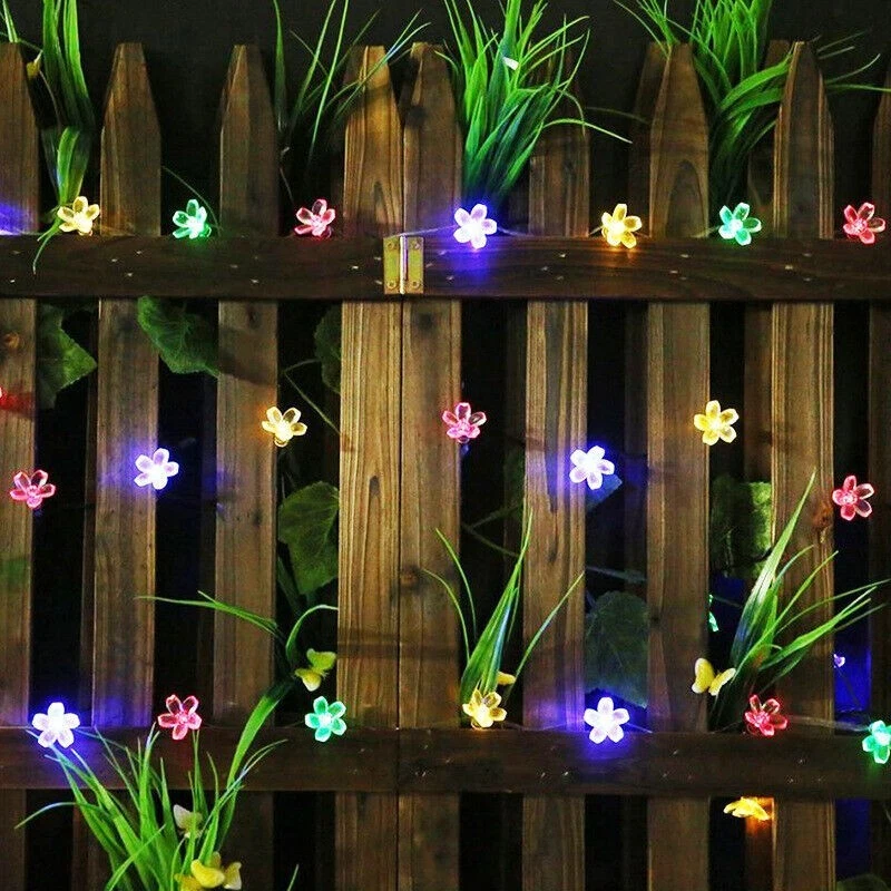Solar Powered 100 LED 46FT Fairy String Flower Lights Outdoor Garden Waterproof - Image 1 of 4