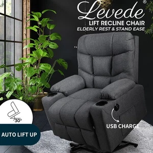 Levede Recliner Chair Electric Lift Chairs Armchair Lounge Fabric Sofa USB - Picture 1 of 12