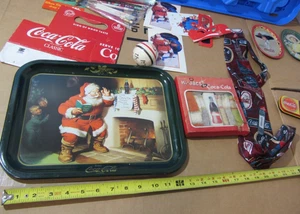 COKE Coca-Cola collectibles lot Tray Necktie Ball Glasses carrier cards pencils - Picture 1 of 14