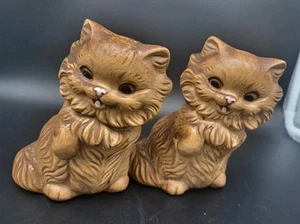 Vintage RARE Twin Winton California Pottery Brown Cat Kitten XL Salt Pepper Set - Picture 1 of 11