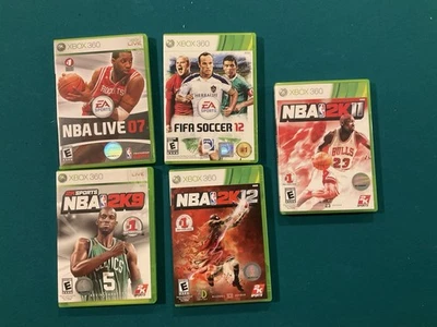 Microsoft Xbox 360 Games Lot -NBA Live 07, NBA 2k9, 2k11, 2k12, FIFA Soccer 12 - Image 1 of 2