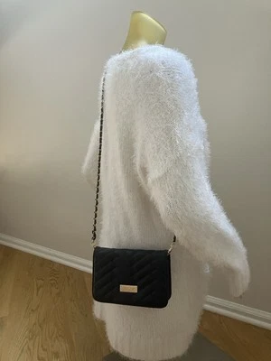 Bebe Black Stitched Cocktail Clutch Chain Strap Crossbody Bag - Image 1 of 4