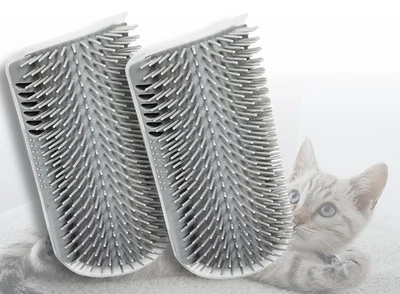 Paquete de 2 cepillos de peluquería de esquina de pared, rascador facial de gato con hierba gatera Foto 1 de 2