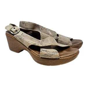 Sandalia de cuero de piel de serpiente Dansko Jacinda 38 cómoda correa cruzada con tira trasera  - Imagen 1 de 5