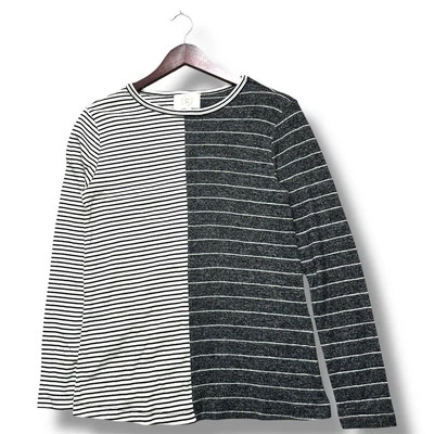 Blusa para mujer Elle Mae blanca y negra a rayas talla S Normcore minimalista escandiosa Foto 1 de 4